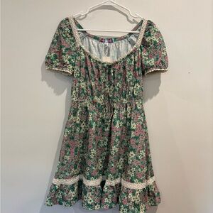 Urban Outfitters Green Floral Lace Midi Dress